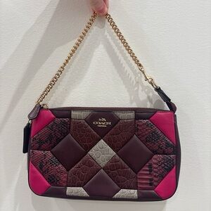 Coach Patchwork Leather Chain Shoulder Bag in Pink and Brown